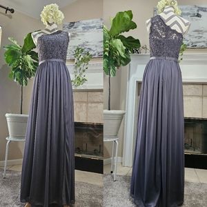 David's Bridal Gray Lace Sleeveless Gown Size 6